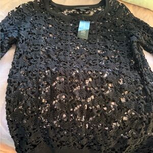 Black Lace Knit Top